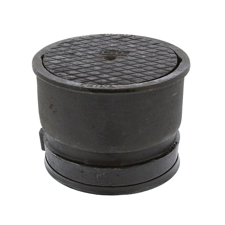 Jones Stephens 4in Adjustable Push-On Cleanout for Cast Iron Pipe, 6-3/16in Cast Iron Cover, center screw C33144